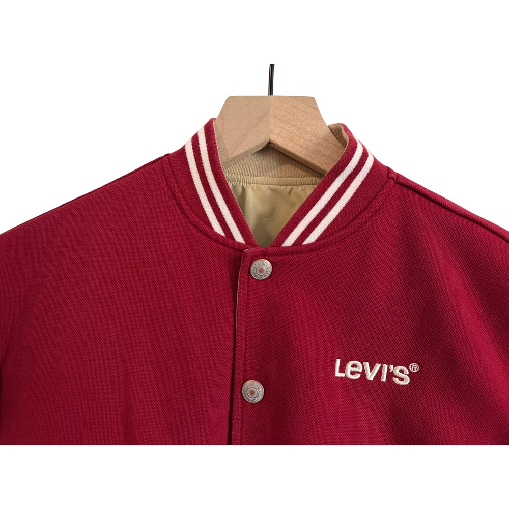 Levis Reversible Varsity Bomber Jacket Kids Red Khaki Asian Market Size M 150/72 - Picture 2 of 15